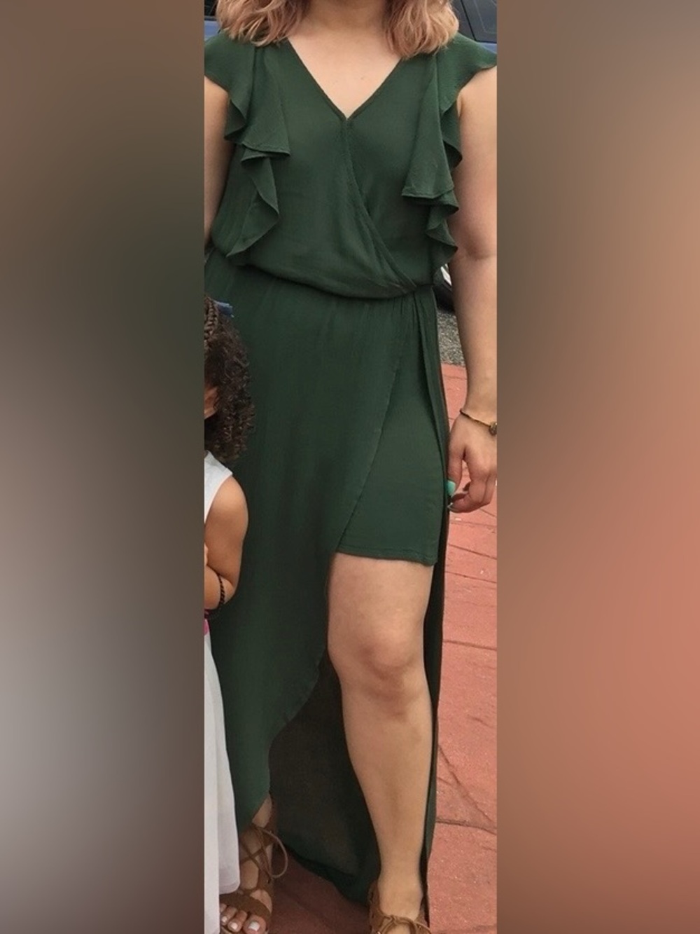 Xhilaration Forest Green Wrap-Style romper - Size S
